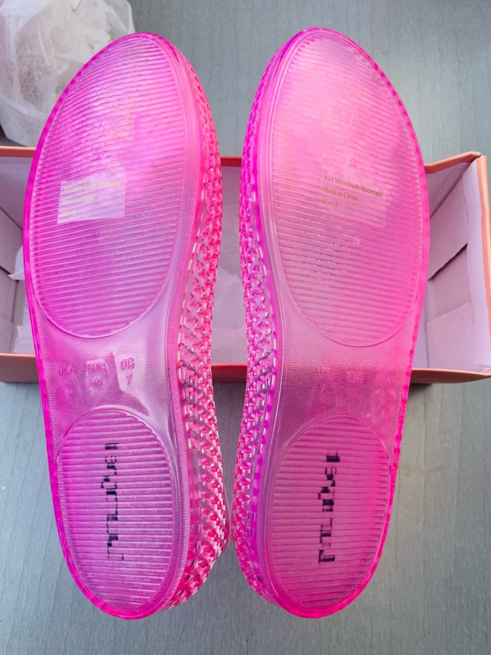 Women's Hot Pink Jelly Flats - Slip-On Comfort - Picture 4 of 4
